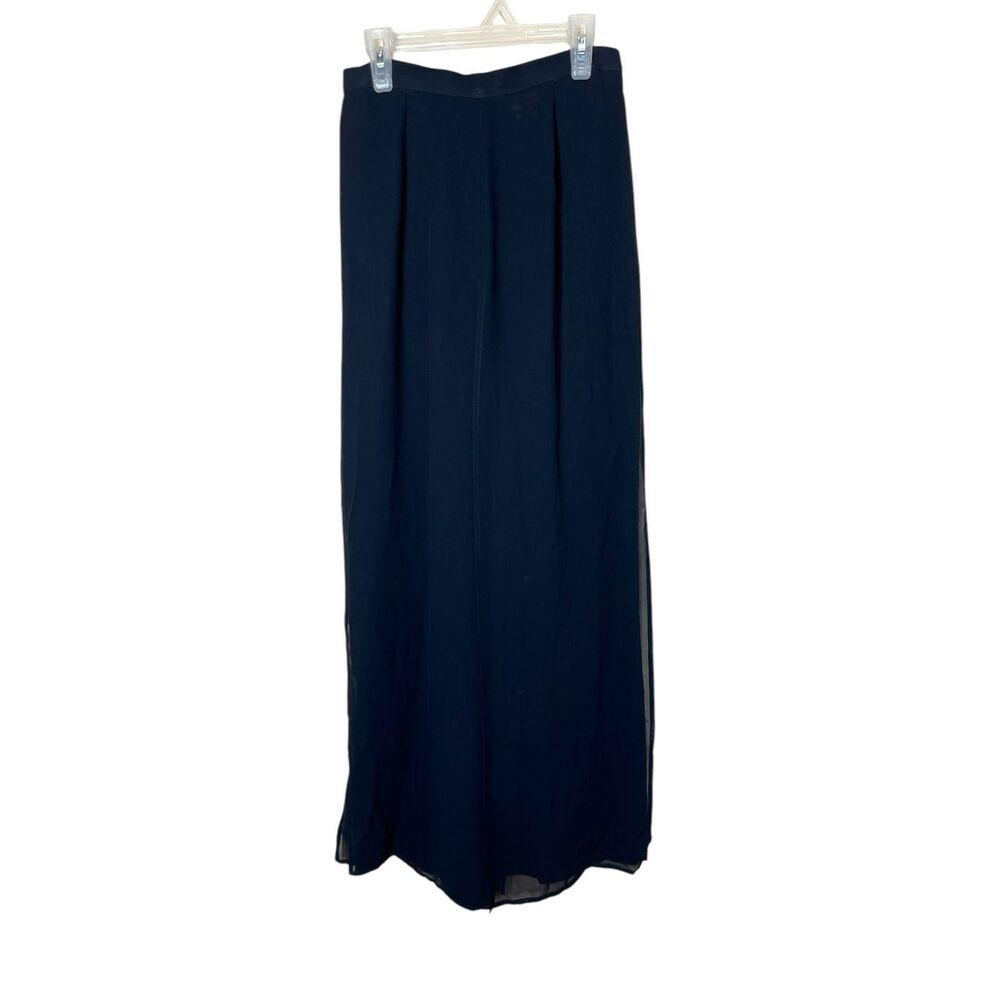 Vintage 80s 90s Cache Black Chiffon Overlay Wide Leg High‎ Waist Pants Size 2
